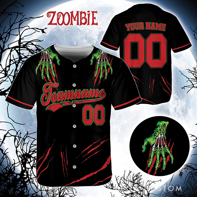 Personalized Halloween Baseball Jersey Featuring Claw Scratch Design and Custom Text