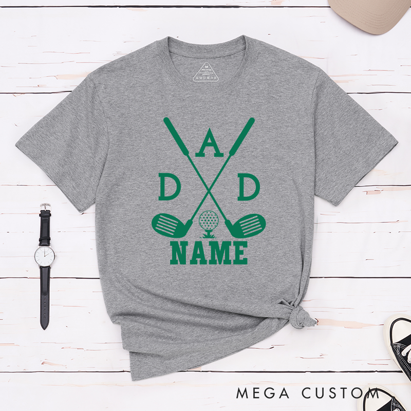Personalized Dad Golf T-Shirt with Custom Name, Unique Gift for Golf Lovers, Custom Golf Shirt for Fathers