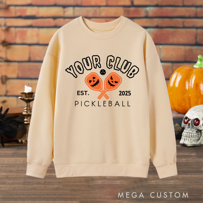Personalized Halloween Pickleball Club Sweatshirt with Custom Club Name and Year Design