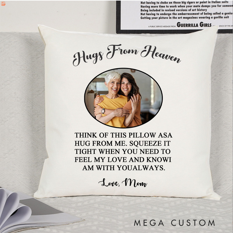 Personalized Hugs from Heaven Pillow Memorial pillow Grief Sympathy Gifts Bereavement Pillow for Loss of Loved One Remembrance Memory Gift