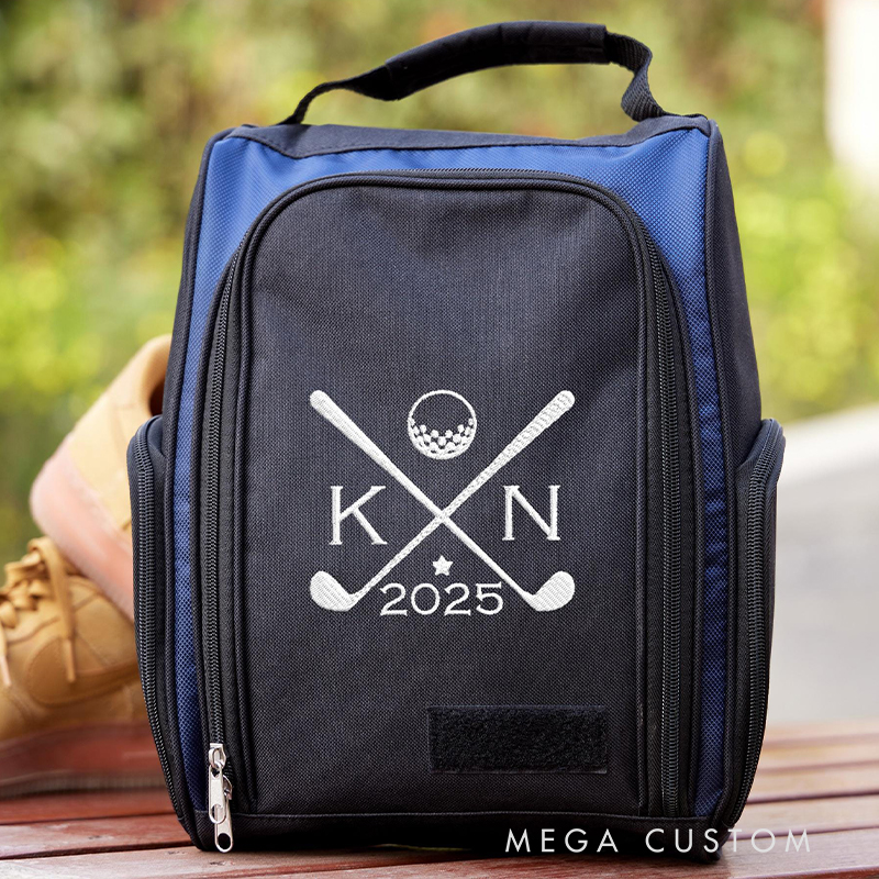 Personalized Golf Shoe Storage Bag with Elegant Embroidery Design