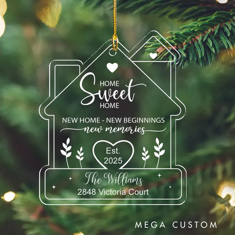 Personalized New Home Christmas Ornament Acrylic Ornament Custom Name Date And Address Ornament