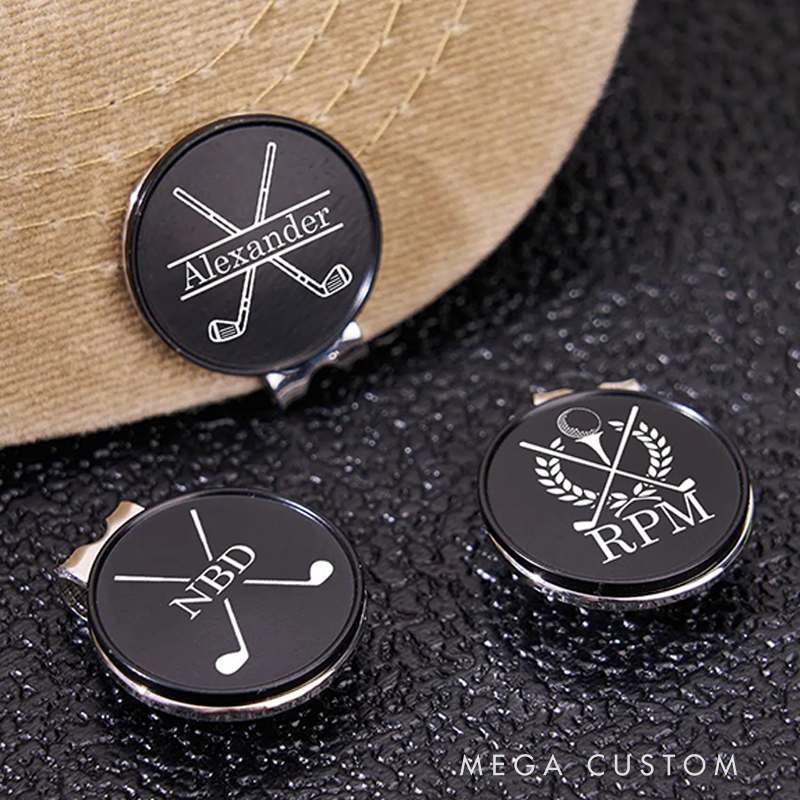 Personalized Magnetic Golf Ball Marker Featuring Name and Golf Graphics