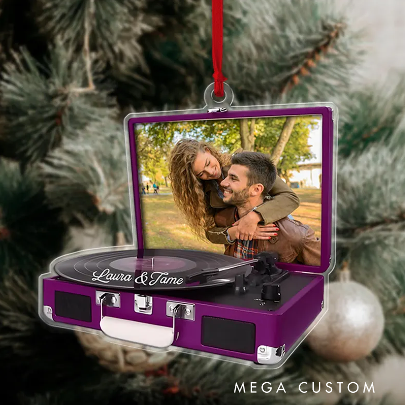 Personalized Vinyl Record Ornament Custom Record Machine Photo Gift Christmas Decor for Music Lovers Acrylic Music Player Ornament