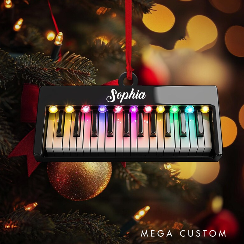 Personalized Piano Christmas Ornament Custom Piano Key Christmas Ornament Piano Lovers Gift Musician Gift