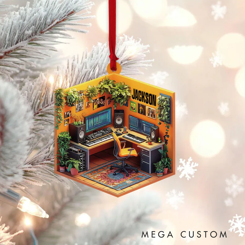Personalized Music Room Ornament Custom Christmas Ornament Music Studio Ornament Musician Christmas Gift
