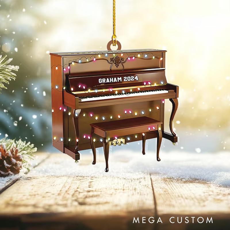 Personalized Piano Christmas Acrylic Ornament Piano Player and Musician Piano Lovers Gift Music Christmas Flat Ornament