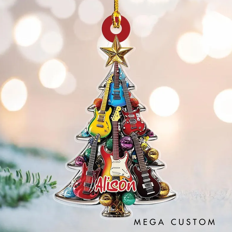 Personalized Electric Guitar Christmas Ornament Electric Guitarist Guitar Lover Gifts Guitar Ornament