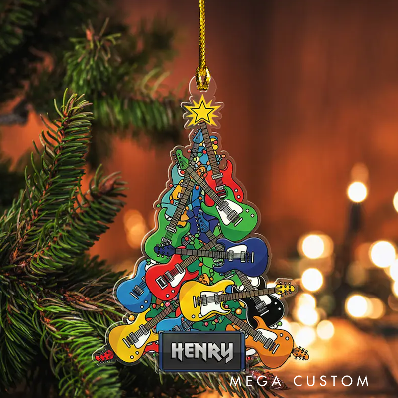 Personalized Electric Guitar Christmas Ornament Guitar Xmas Decor Christmas Gift for Music Lover Guitar Player