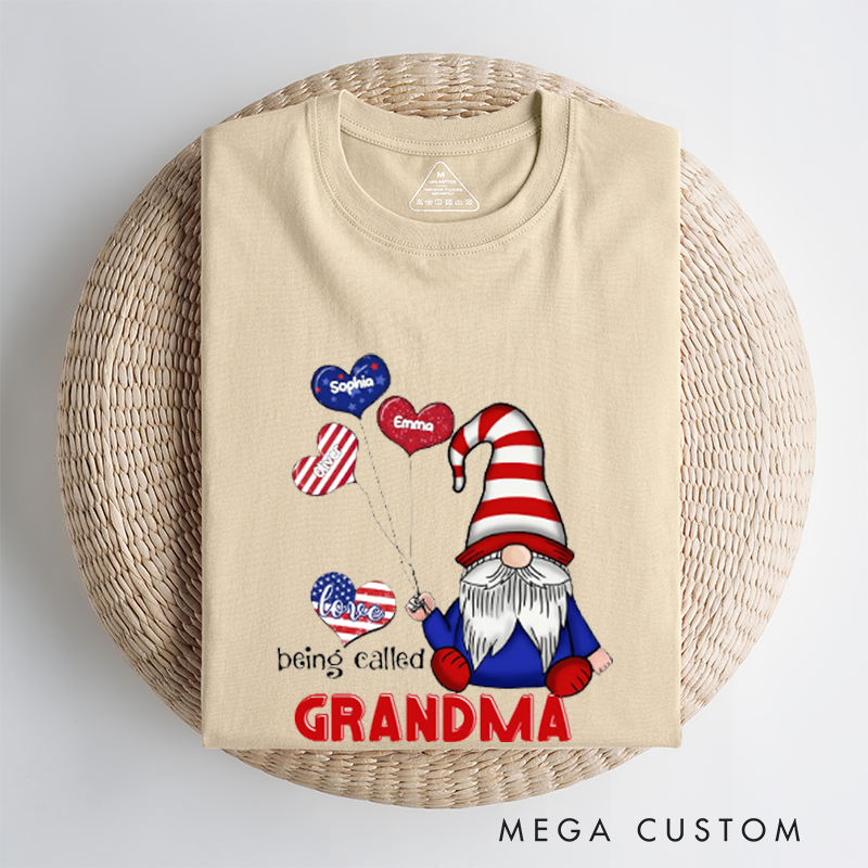 Personalized 4th of July Independence Day Gnome Grandma Mom Sweet Balloon Heart Kids Classic T-shirt