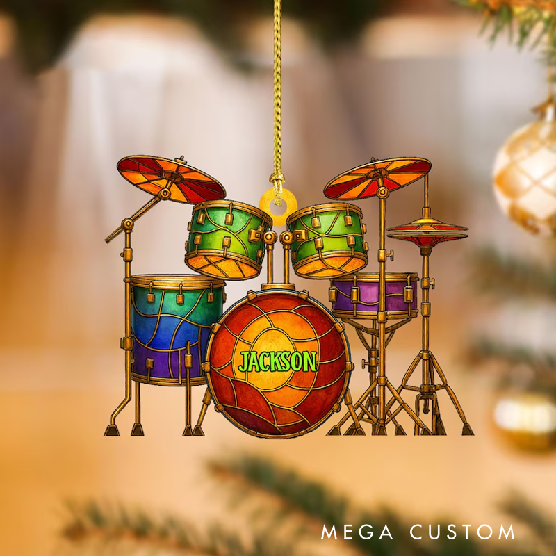 Personalized Drum Acrylic Ornament Drums Christmas Ornament Gift for Drum Lover Musician Gift