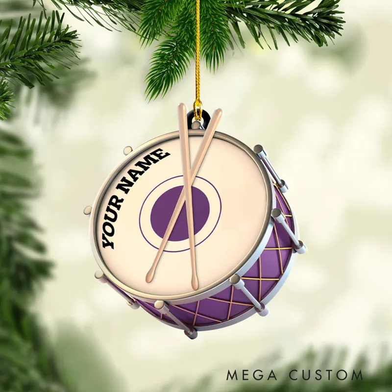 Personalized Drum Ornament for Music Lover Drum Ornaments for Christmas Tree Gift for Drummer Drummer Gifts