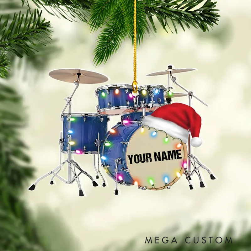 Personalized Drum Ornament for Music Lover Drum Ornaments for Christmas Tree Gift for Drummer Drummer Gifts