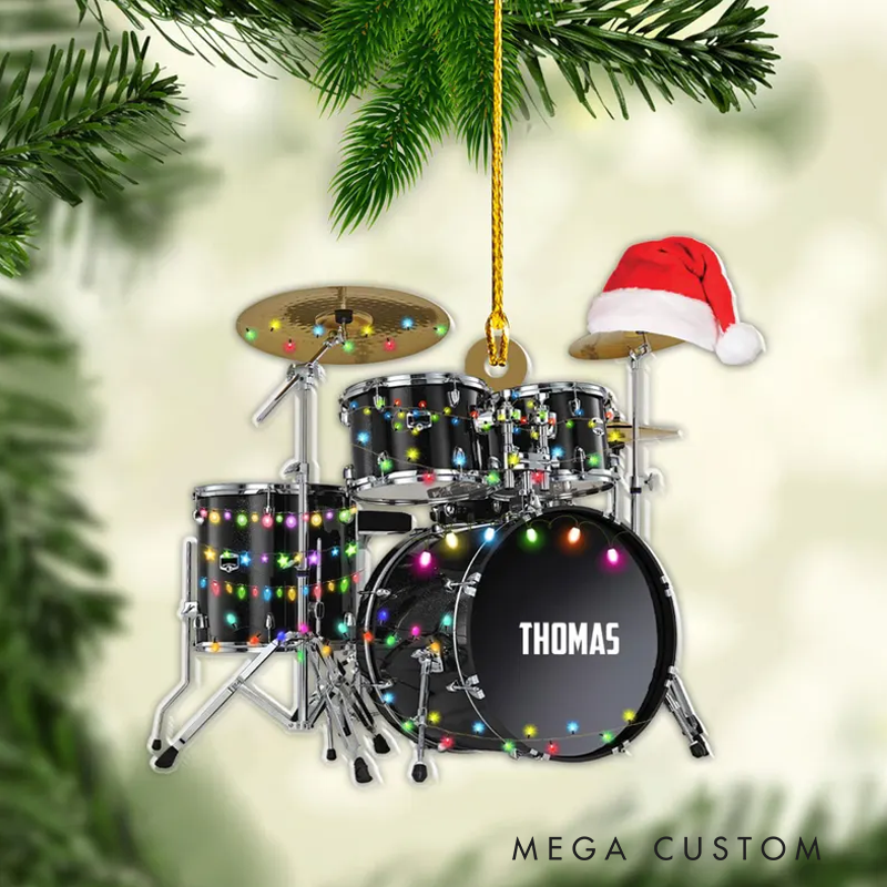 Personalized Drum Acrylic Christmas Ornament Gift for Drum Lover and Musician