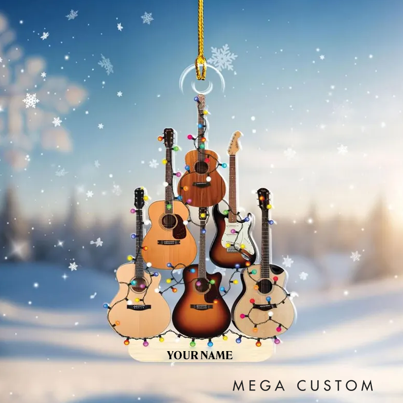 Personalized Guitar Christmas Ornament Christmas Gift for Guitar Players and Music Lovers