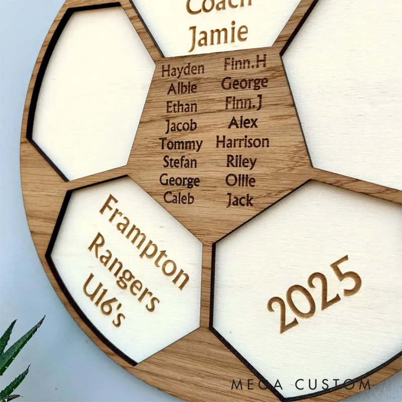 Personalized Soccer Coach Appreciation Plaque with Team Names, Year, and Custom Message