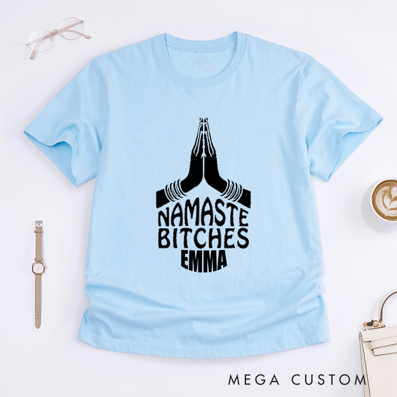Personalized Funny Namaste Yoga Yogi T-Shirt Positive Meditation Yoga Lover Workout Fitness Shirt Yoga Outfit Class Instructor Tee