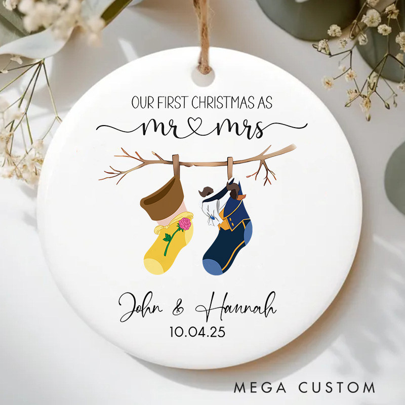 Personalized Cartoon First Christmas Married Christmas Ornament Ceramic Ornament Movie Christmas Gift Film Xmas Gift Christmas Decor