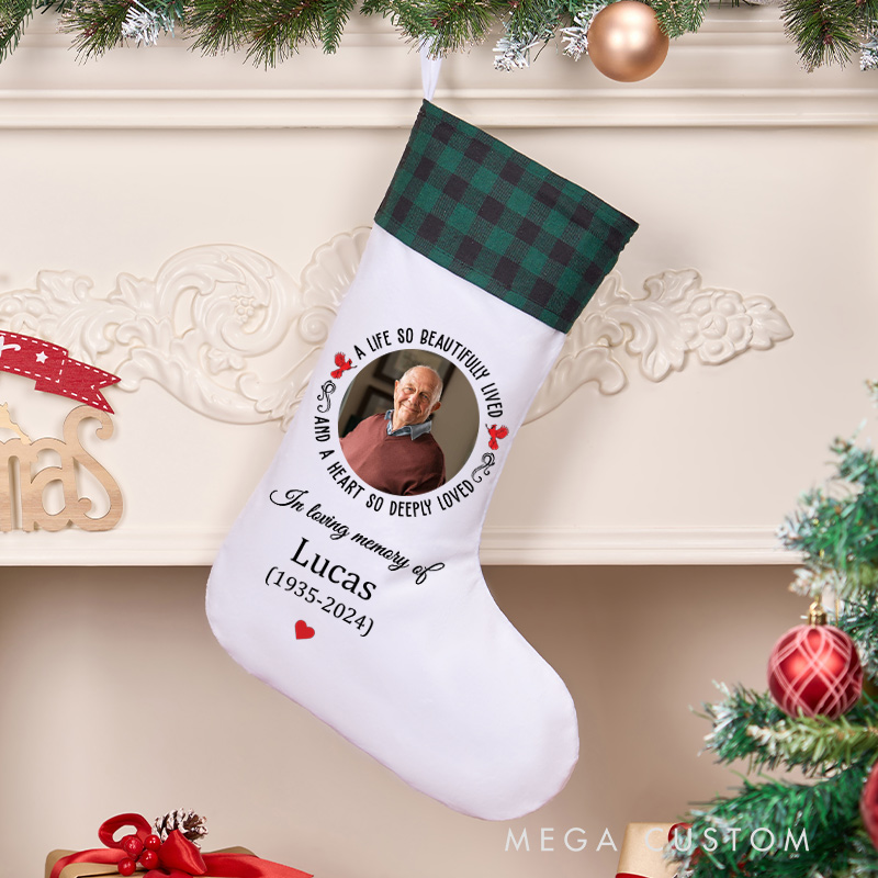 Personalized Christmas Stocking for Loss of Loved One Custom Photo Stocking Rest in Peace Memory Stocking Remembrance Gift 