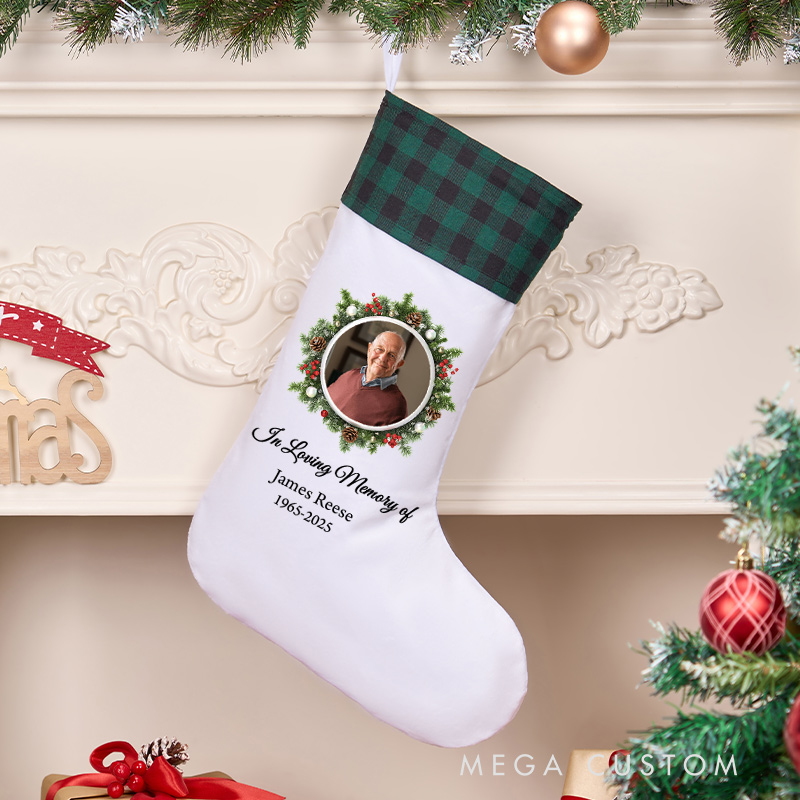 Personalized Christmas Stocking for Loss of Loved One Custom Photo Stocking In Loving Memory Stocking Remembrance Gift 