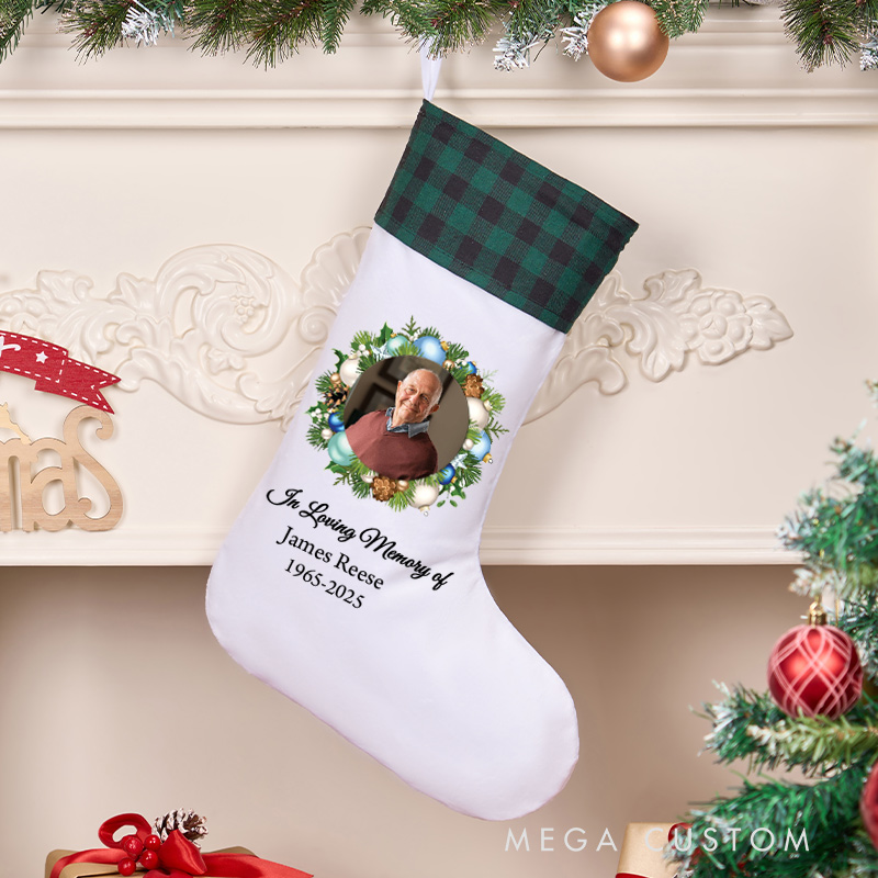 Personalized Christmas Stocking for Loss of Loved One Custom Photo Stocking In Loving Memory Holiday Stocking Remembrance Gift 