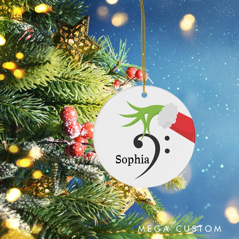 Personalized Musical Ornament Christmas Bass Clef Music Gift Ideal for Music and Piano Lover Holiday Decor Musician Gift