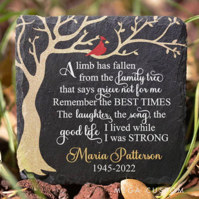 Personalized Memorial Garden Stone A Limb has Fallen Memorial Grave Marker Sympathy Gift for Loss of Loved One