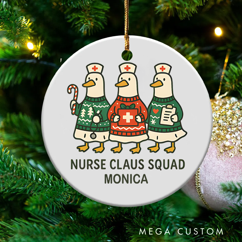 Personalized Nurse Christmas Ornament Nurse Claus Squad Design Christmas Ornament New Nurse Gift Funny Nursing Gifts