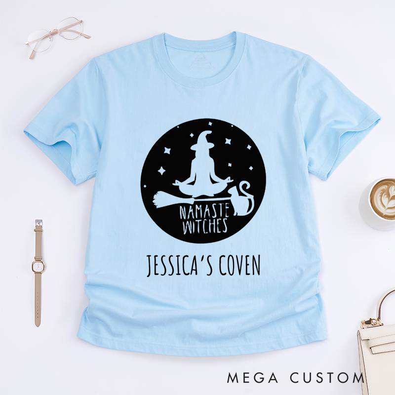 Personalized Magic Witch Yoga T-Shirt Namaste Witches Yoga T-Shirt Yoga Sports T-Shirt Lover Gift Idea for Her