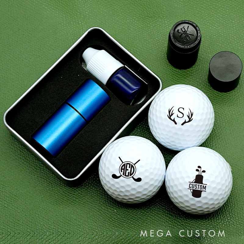 Personalized Golf Ball Stamp with Custom Initials and Crest Design  