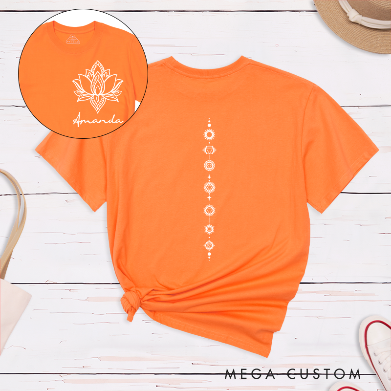 Personalized Yoga Chakra T-Shirt with Lotus and Energy Design Perfect Gift for Yoga Lover and Meditation