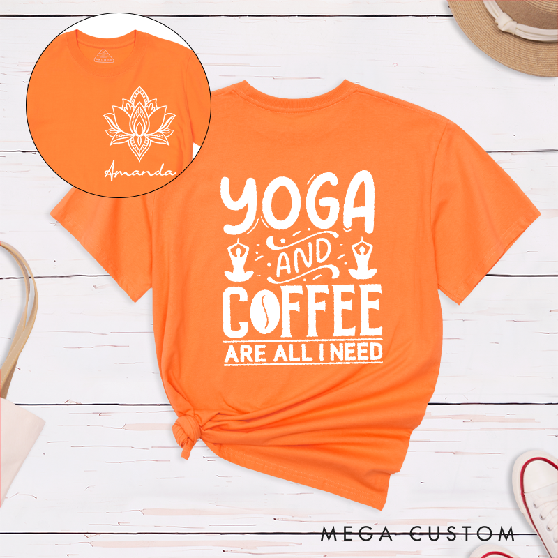 Personalized Yoga Chakra T-Shirt with Yoga and Coffee Quote Design Perfect Gift for Yoga Lover and Meditation