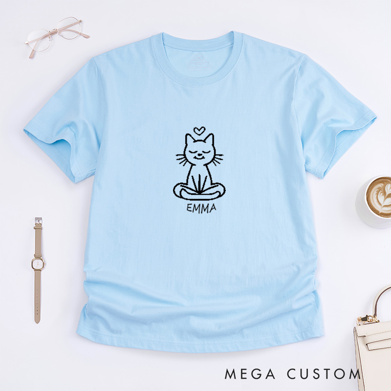 Personalized Cat Yoga T-Shirt Cut Cat T-Shirt Gift for Yoga Lover Cat Lover T-Shirt Yoga Teacher T-Shirt