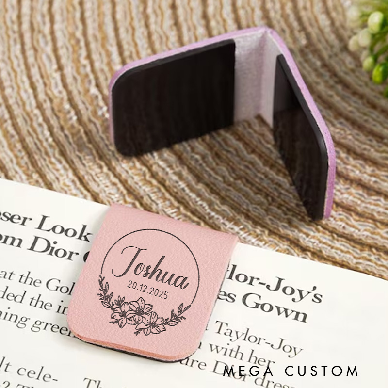 Personalized Floral Magnetic Bookmark Custom Leather Bookmark Clip with Name Book Lover Gift Reading Lover Gift Librarian Gift Bookish Gift 