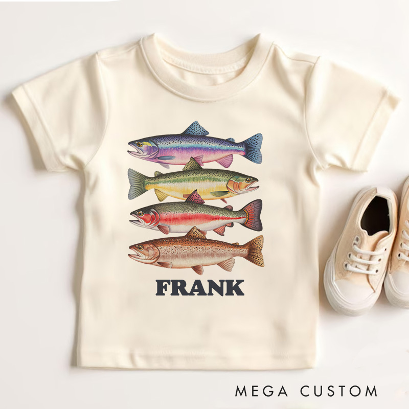 Personalized Colorful Fish with Name Kids T-Shirt 