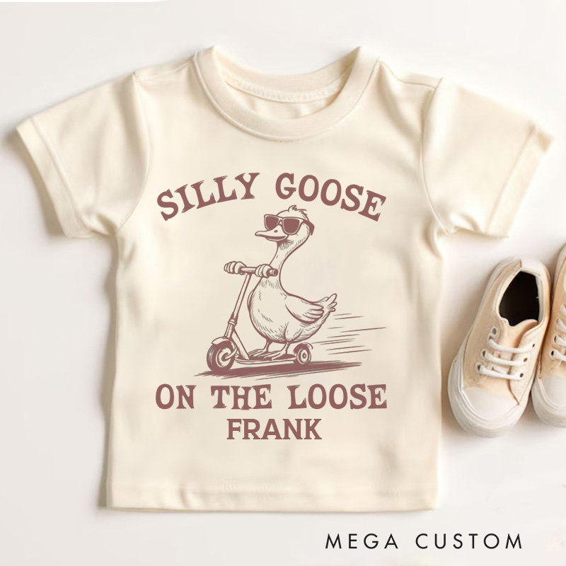 Personalized Silly Goose on The Loose Kids T-Shirt 