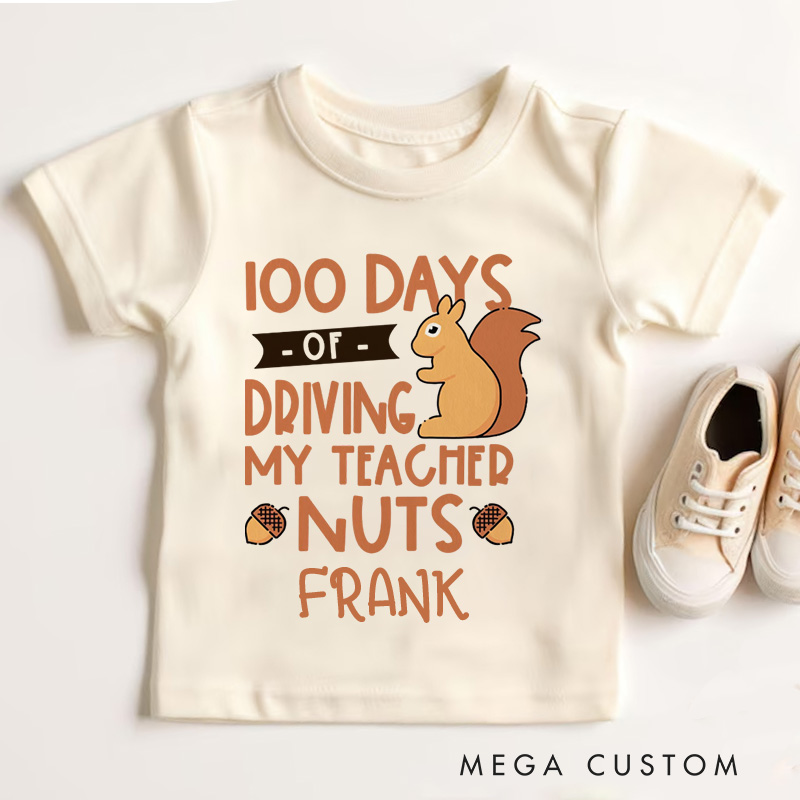 Personalized 100 Days Driving Teacher Nuts Kids T-Shirt 