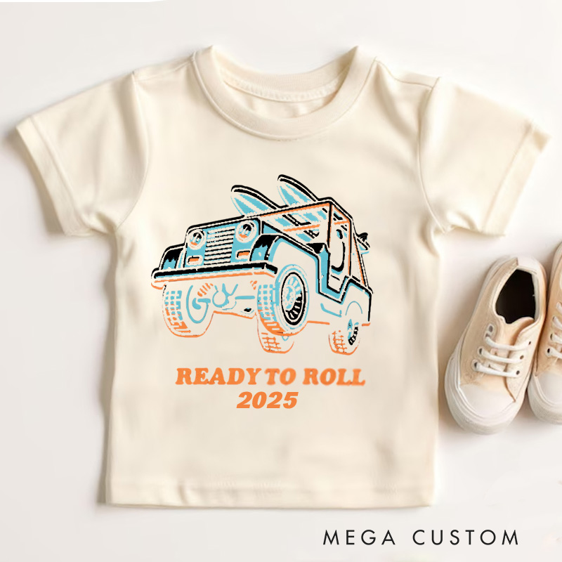Personalized Ready to Roll Jeep Graphic Kids T-Shirt
