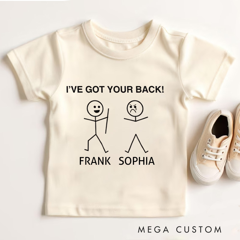 Personalized Stick Figure I've Got Your Back Kids T-Shirt 
