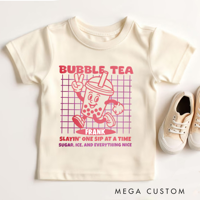 Personalized Bubble Tea Menu Funny Graphic Kids T-Shirt