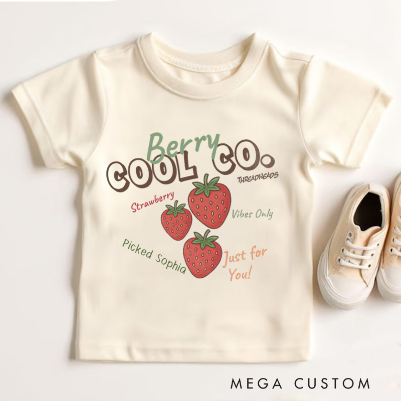 Personalized Berry Cool Strawberry Graphic Kids T-Shirt