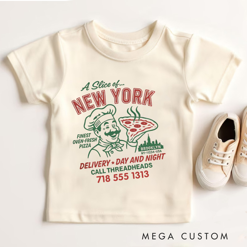 Personalized New York Pizza Delivery Slice Kids T-Shirt 