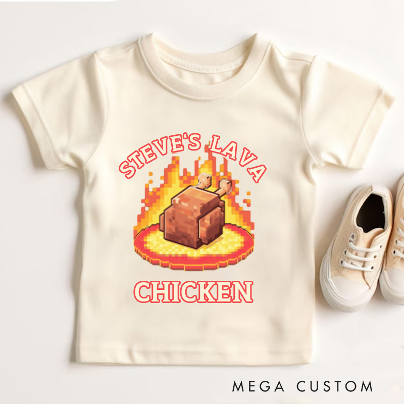 Personalized Steve's Lava Chicken Funny Graphic Kids T-Shirt 