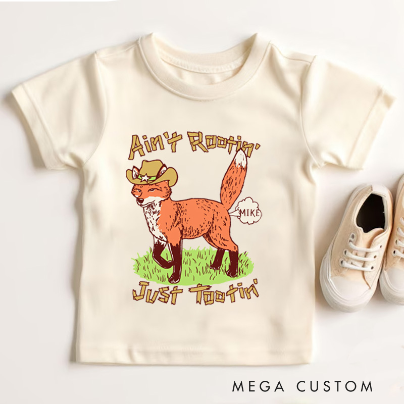 Personalized Ain't Rootin Just Tootin Fox Kids T-Shirt