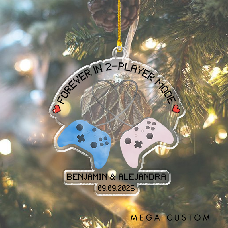 Personalized Forever in 2 Player Mode Gamer Couple Christmas Ornament Couple Gaming Gift for Geek Game Lover