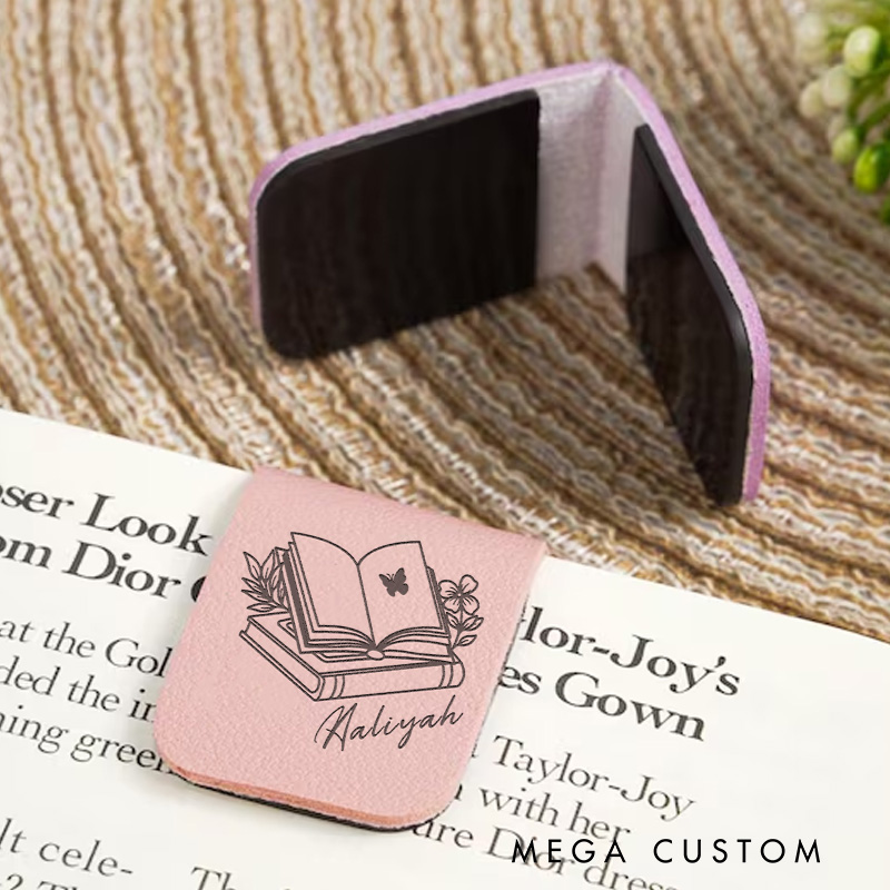 Personalized Flower Book and Butterfly Magnetic Bookmark for Women Leather Bookmark Clip with Name Book Lover Gift for Bookish Gift