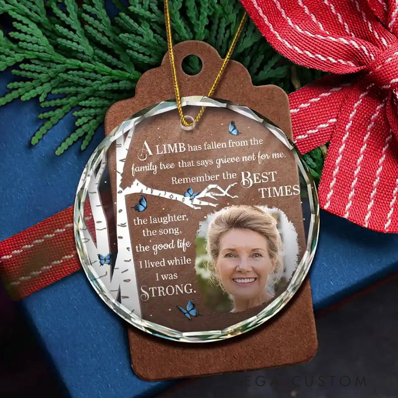 Personalized Memorial Photo Ornament A Limb Has Fallen Ornament Circle Glass Ornament Sympathy Gift