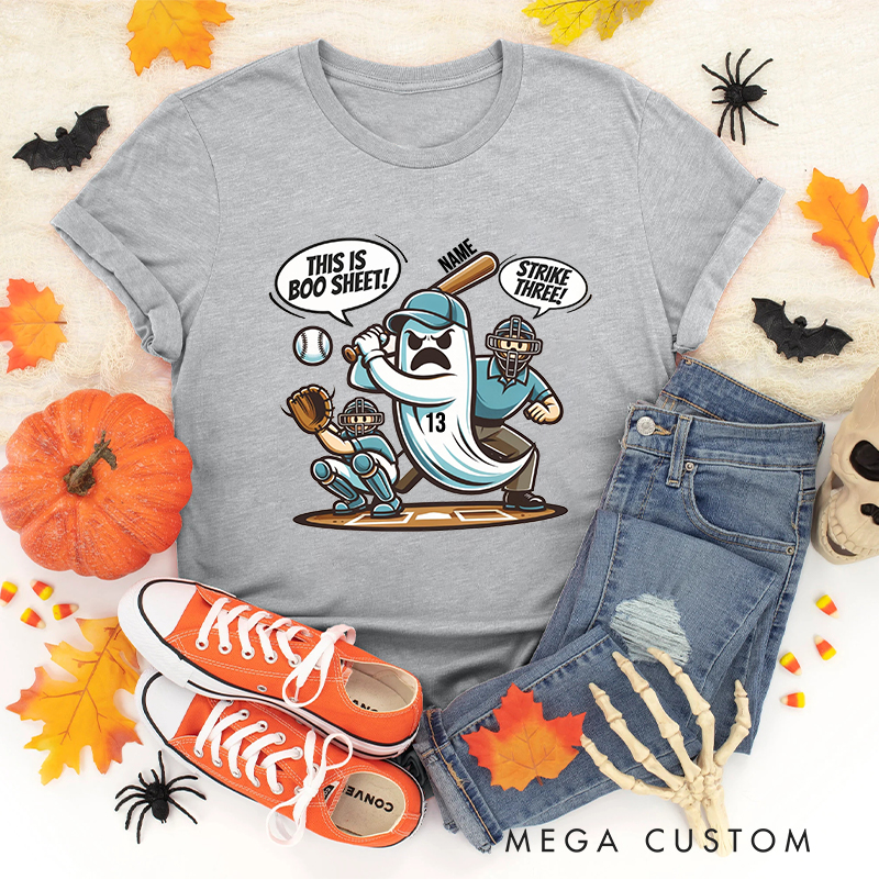 Personalized Baseball Ghost T-Shirt with Custom Name
