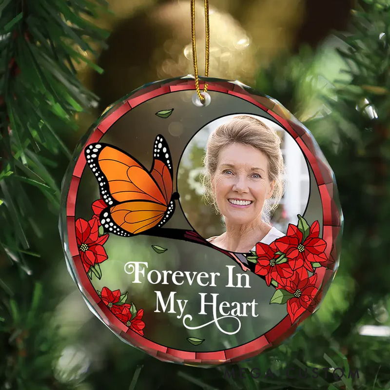 Personalized Memorial Photo Ornament Cardinal I am Always with You Memorial Ornament Circle Glass Ornament Sympathy Gift