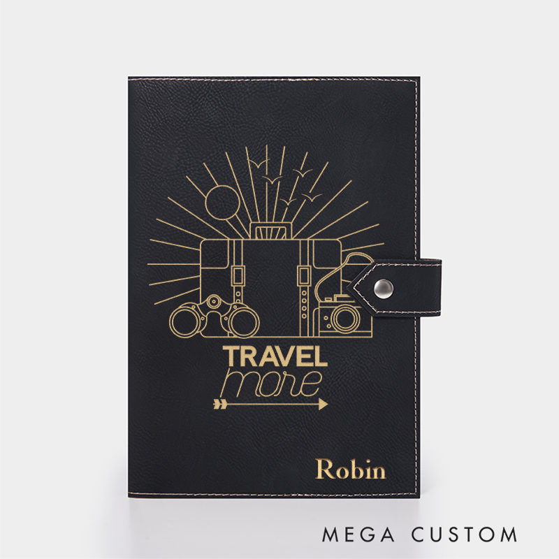 Personalized Travel More Leather Notebook for Traveling Lovers Leather Journal Travel Gift